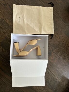 BY FAR Beige Open-Toe Block Heel Sandals